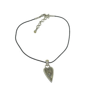 Brighton "Ivory Coast" Heart Pendant Necklace Black Cord Retired 14-16"